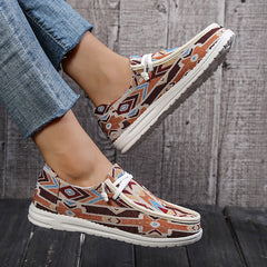 Print Lace-Up Loafers Shoes Newgew