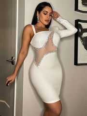 One Shouder Rhinestone Bodycon Mini Dresses Newgew