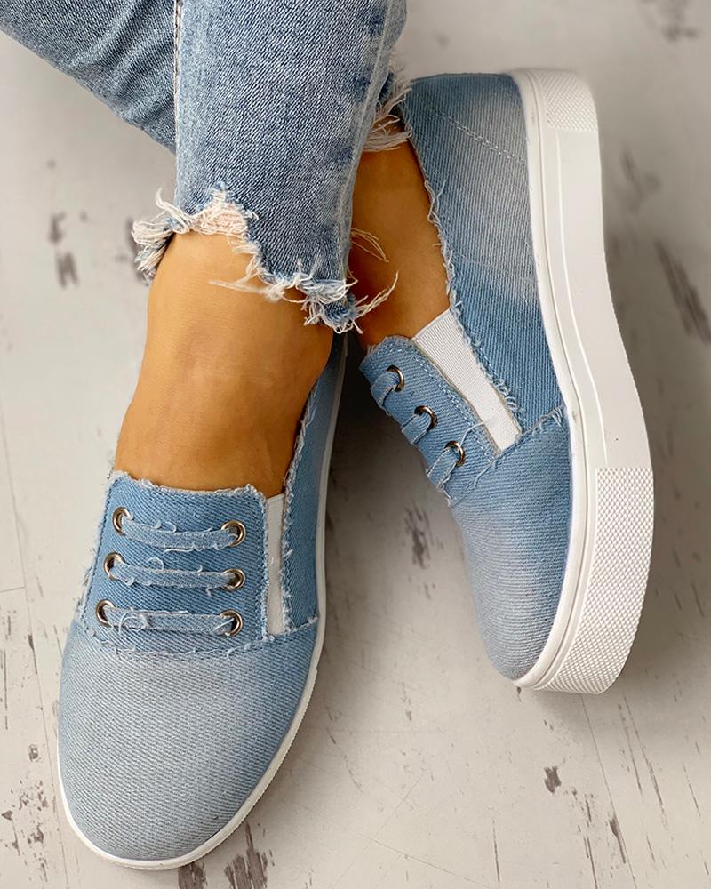 Eyelet Detail Flat Casual Shoes Newgew