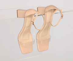 Clearly Trendy Square Toe Block Heels Newgew