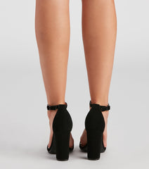 Basic Staple Faux Nubuck Block Heels Newgew