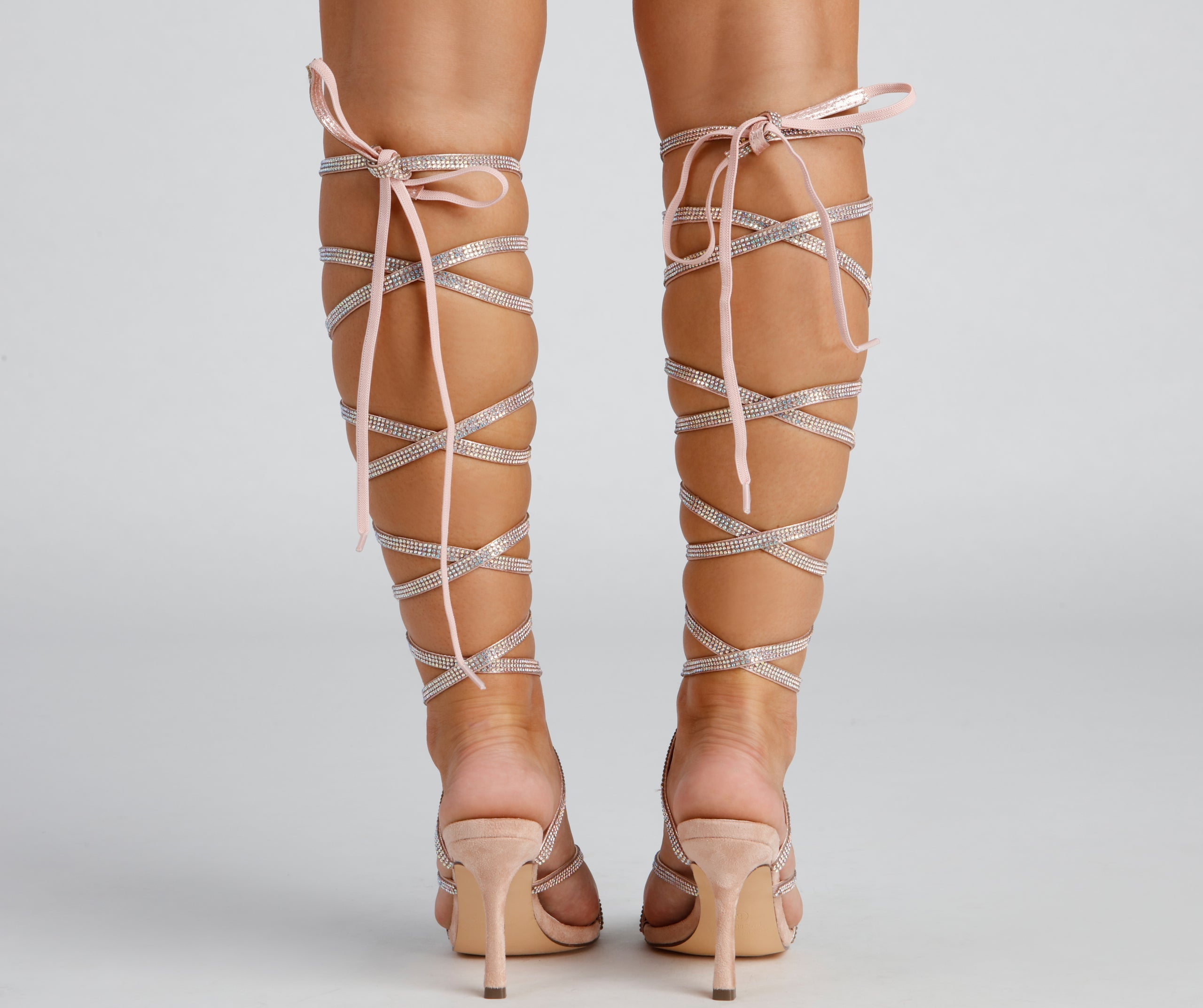 All About Glam Rhinestone Lace-Up Stiletto Heels Newgew