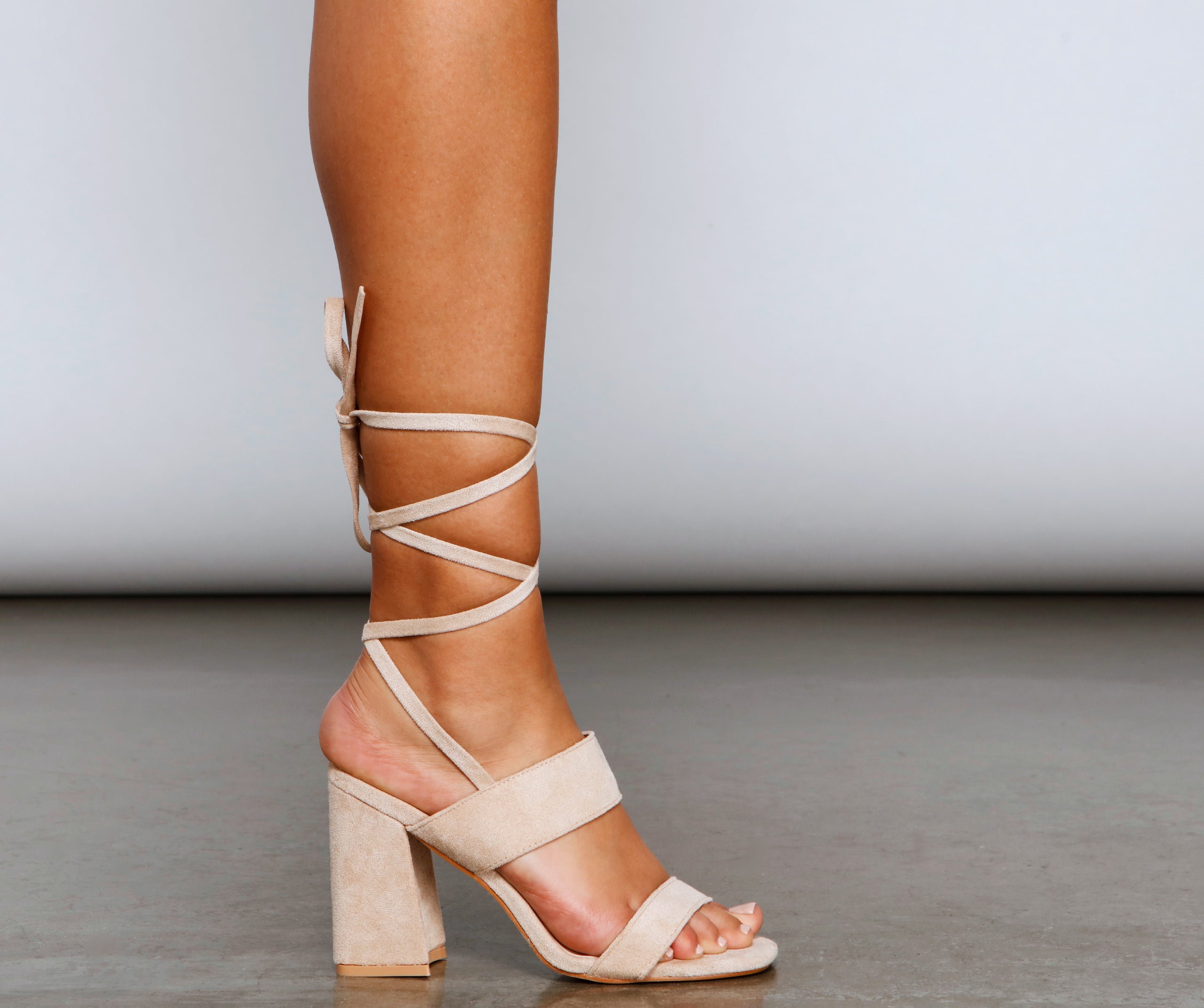 Everyday Chic Faux Suede Lace Up Heels Newgew