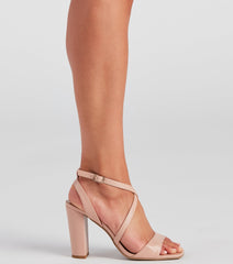 A Little Flare Cross Block Heels Newgew