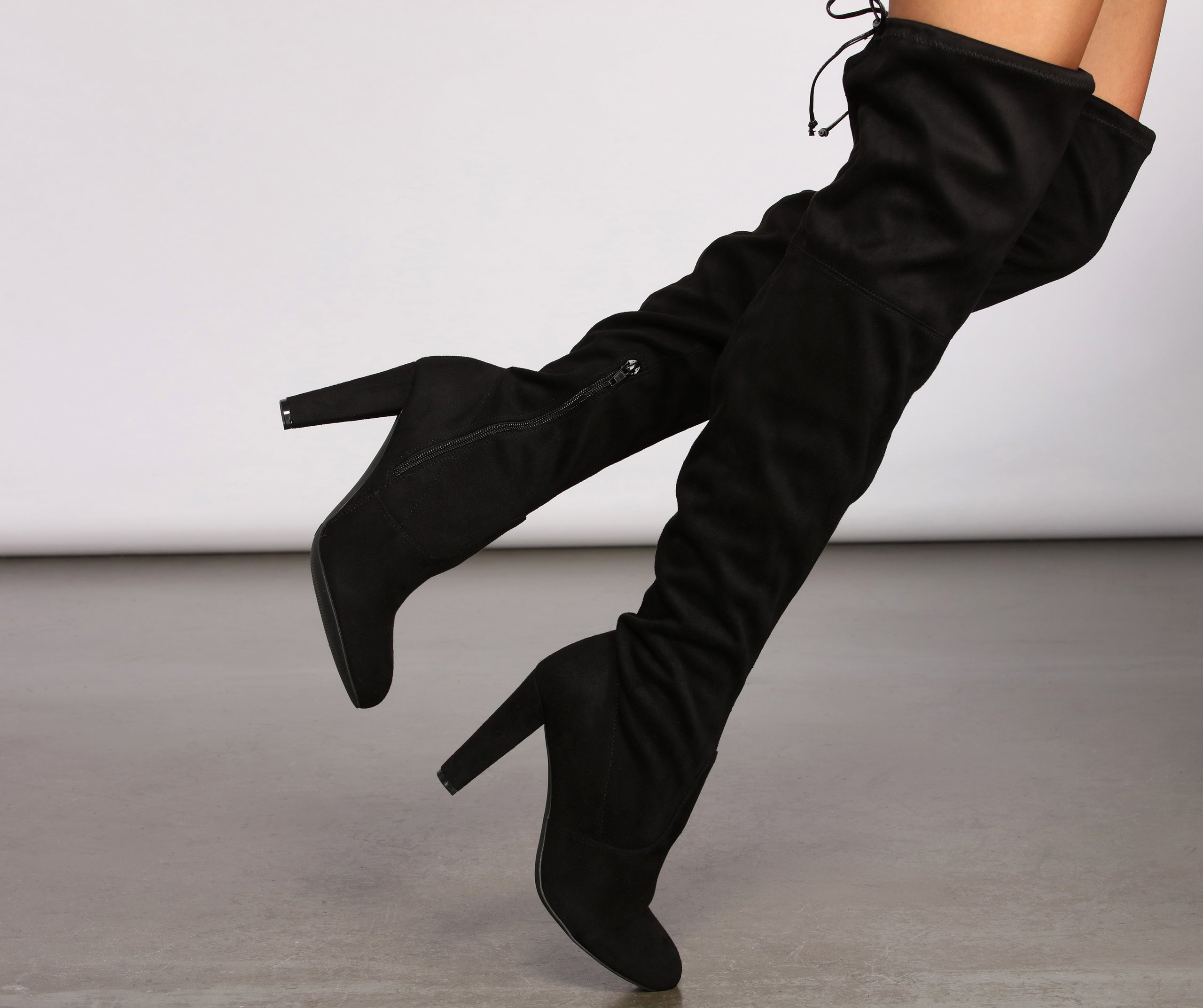 A Chic Vibe Over The Knee Block Heeled Boots Newgew