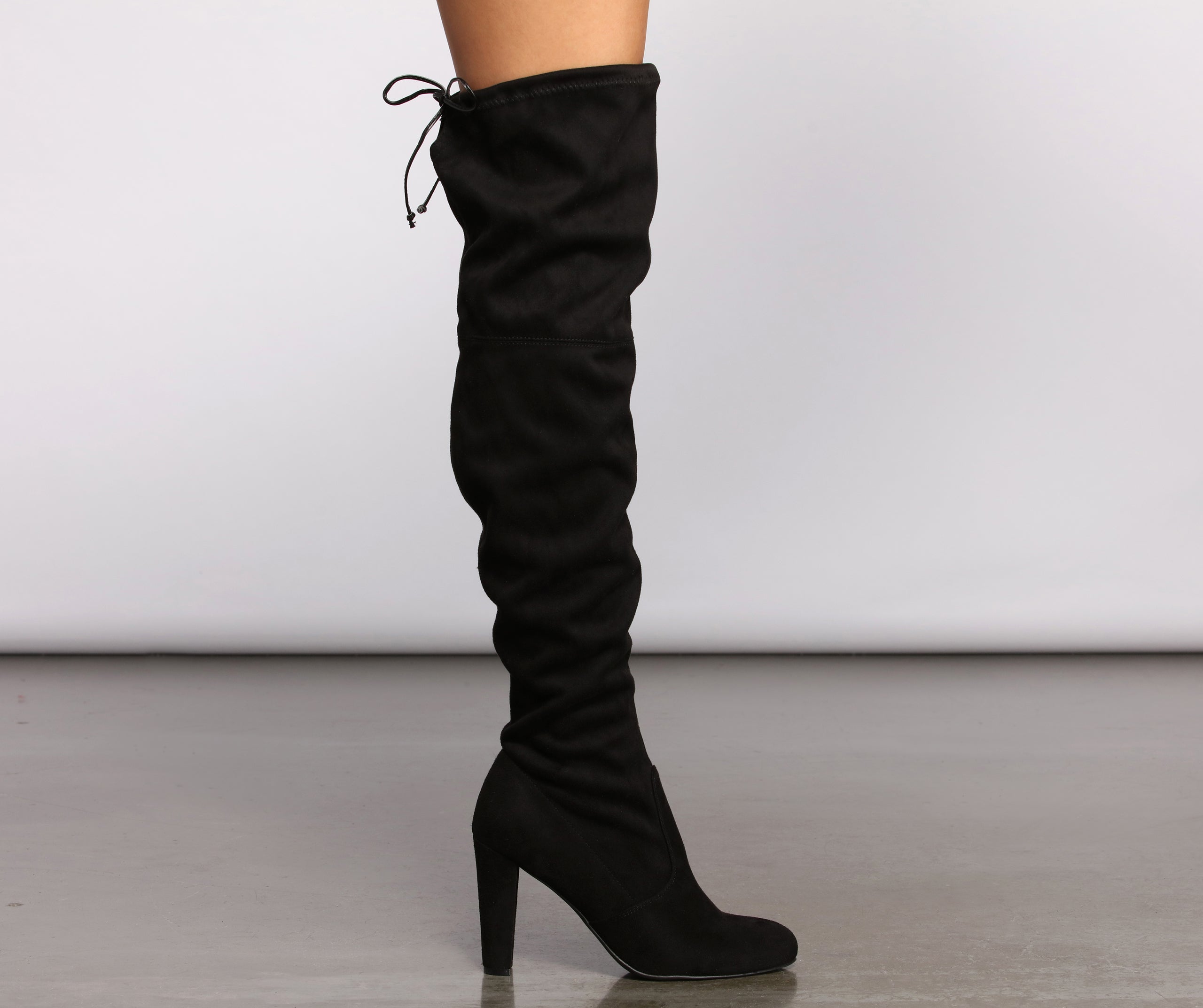 A Chic Vibe Over The Knee Block Heeled Boots Newgew