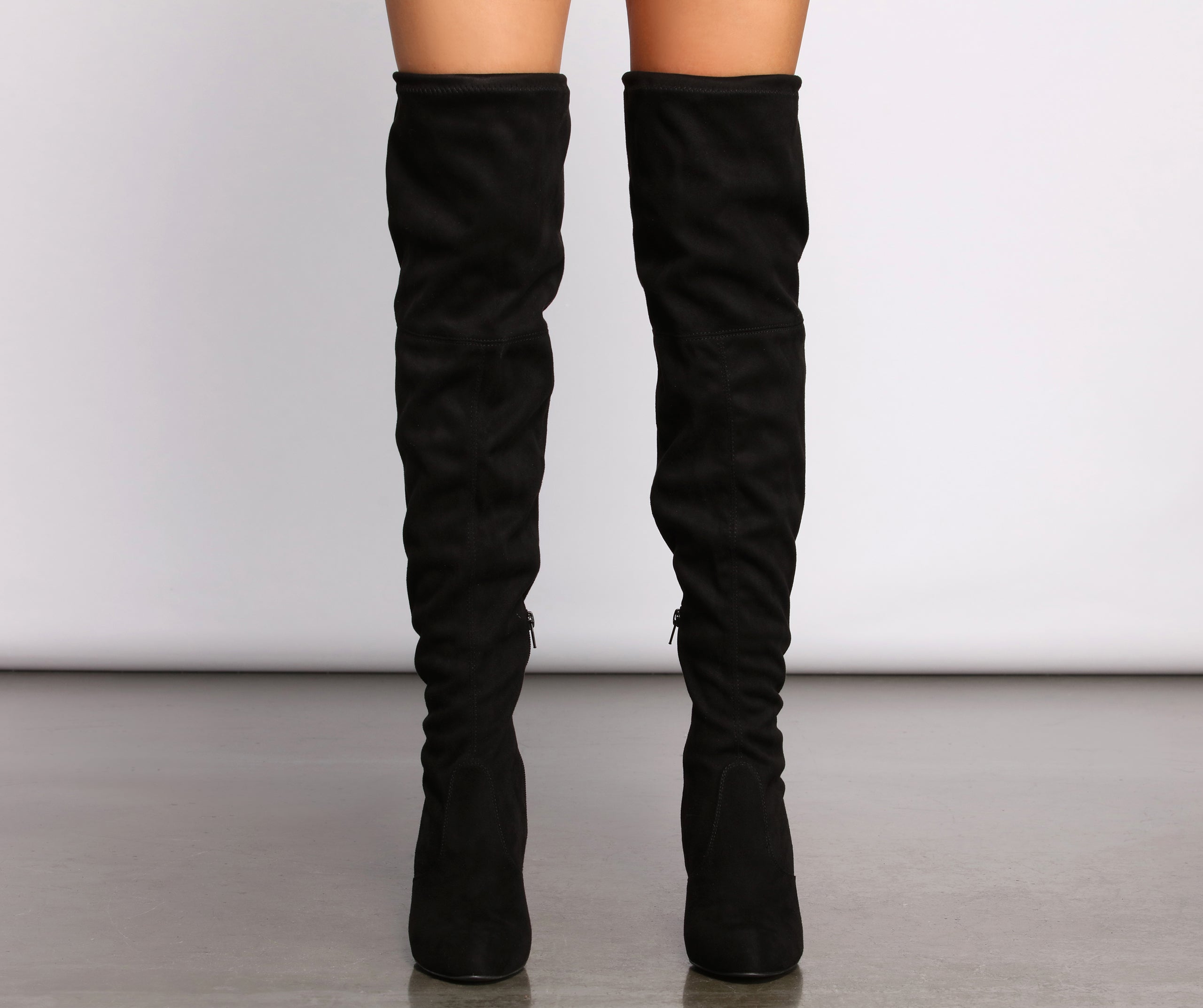 A Chic Vibe Over The Knee Block Heeled Boots Newgew