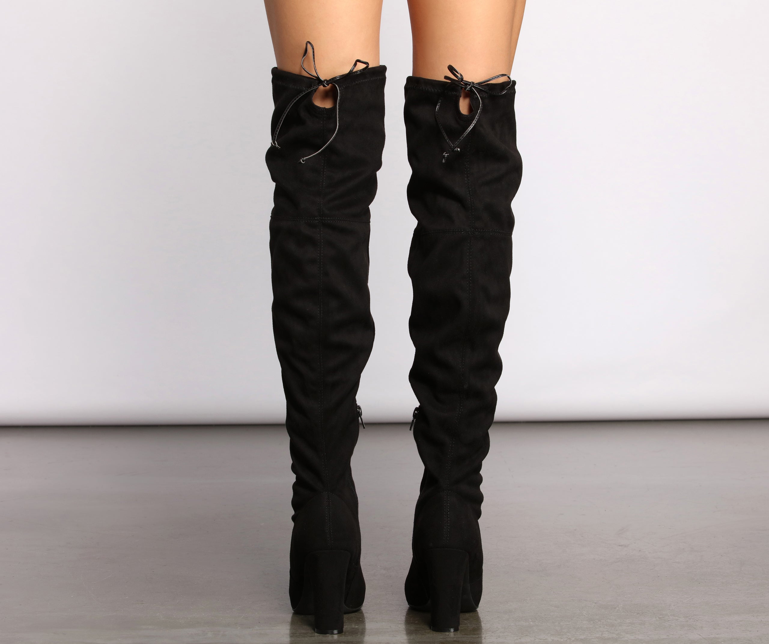 A Chic Vibe Over The Knee Block Heeled Boots Newgew