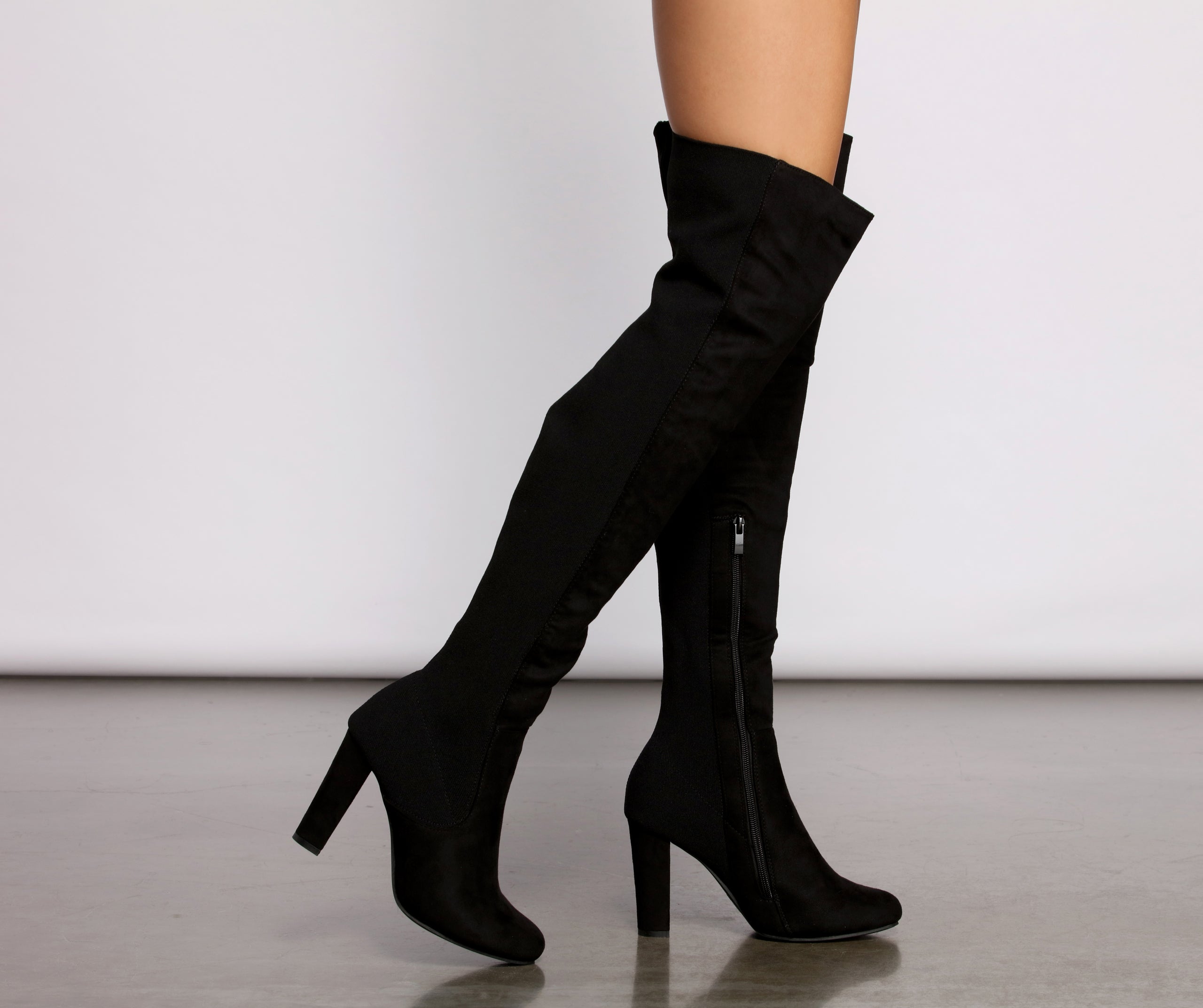 50 and 50 Thigh High Faux Suede and Knit Boots Newgew