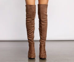 50 and 50 Thigh High Faux Suede and Knit Boots Newgew