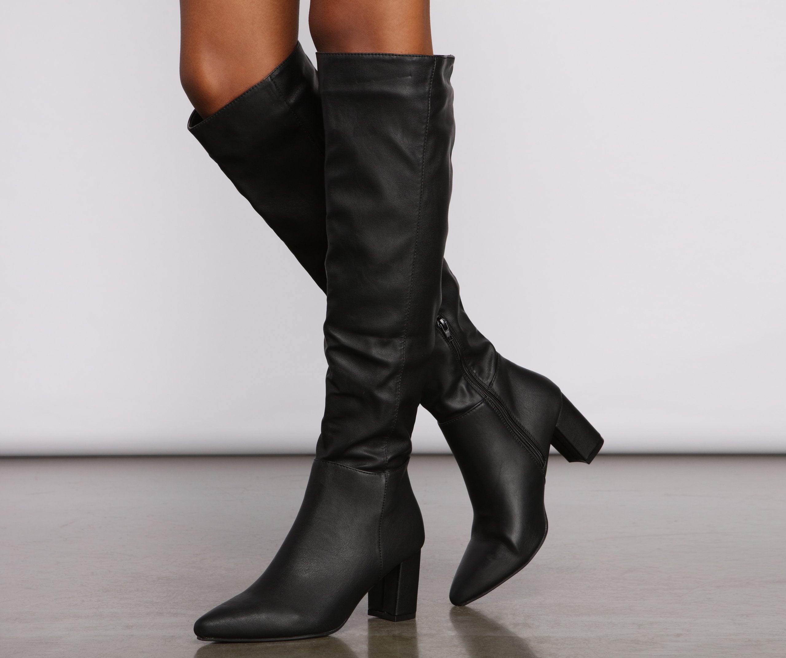 Lead The Way Faux Leather Over The Knee Boots Newgew