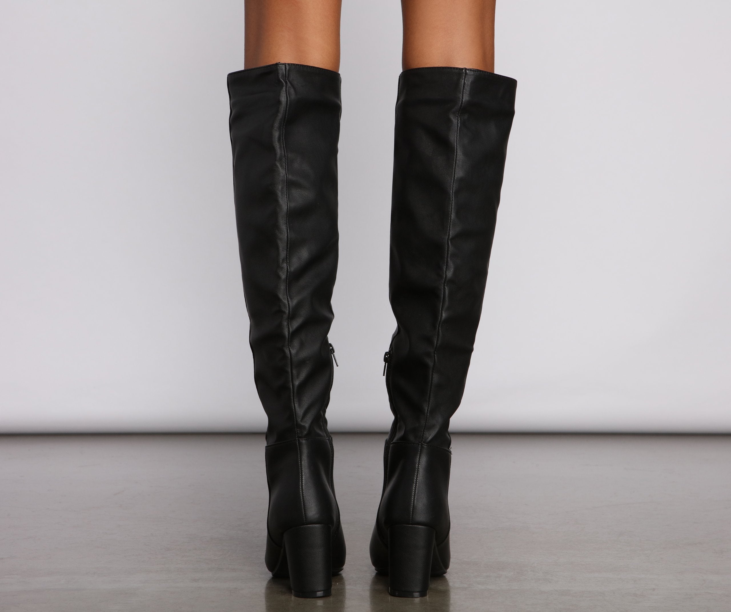 Lead The Way Faux Leather Over The Knee Boots Newgew