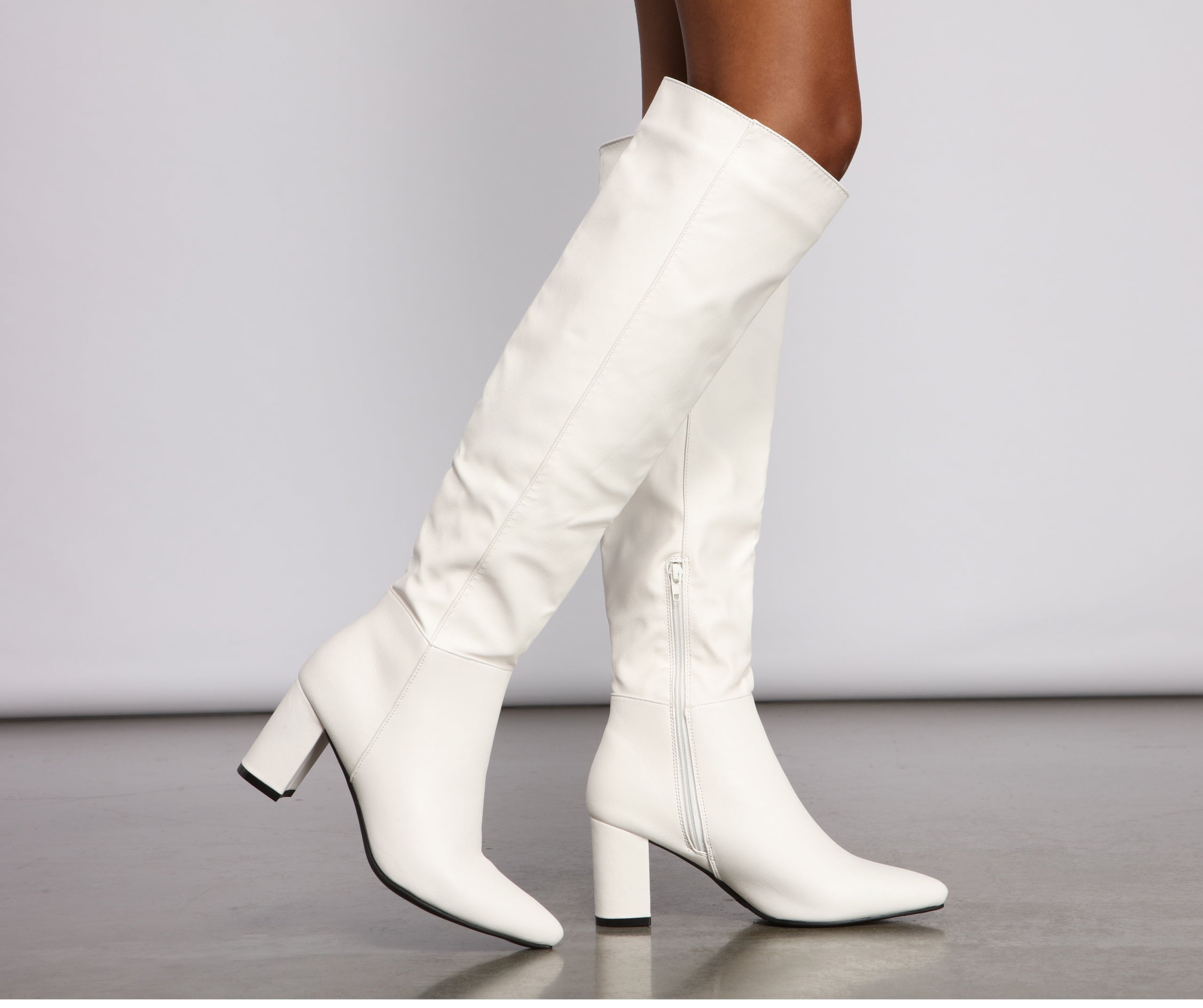 Lead The Way Faux Leather Over The Knee Boots Newgew