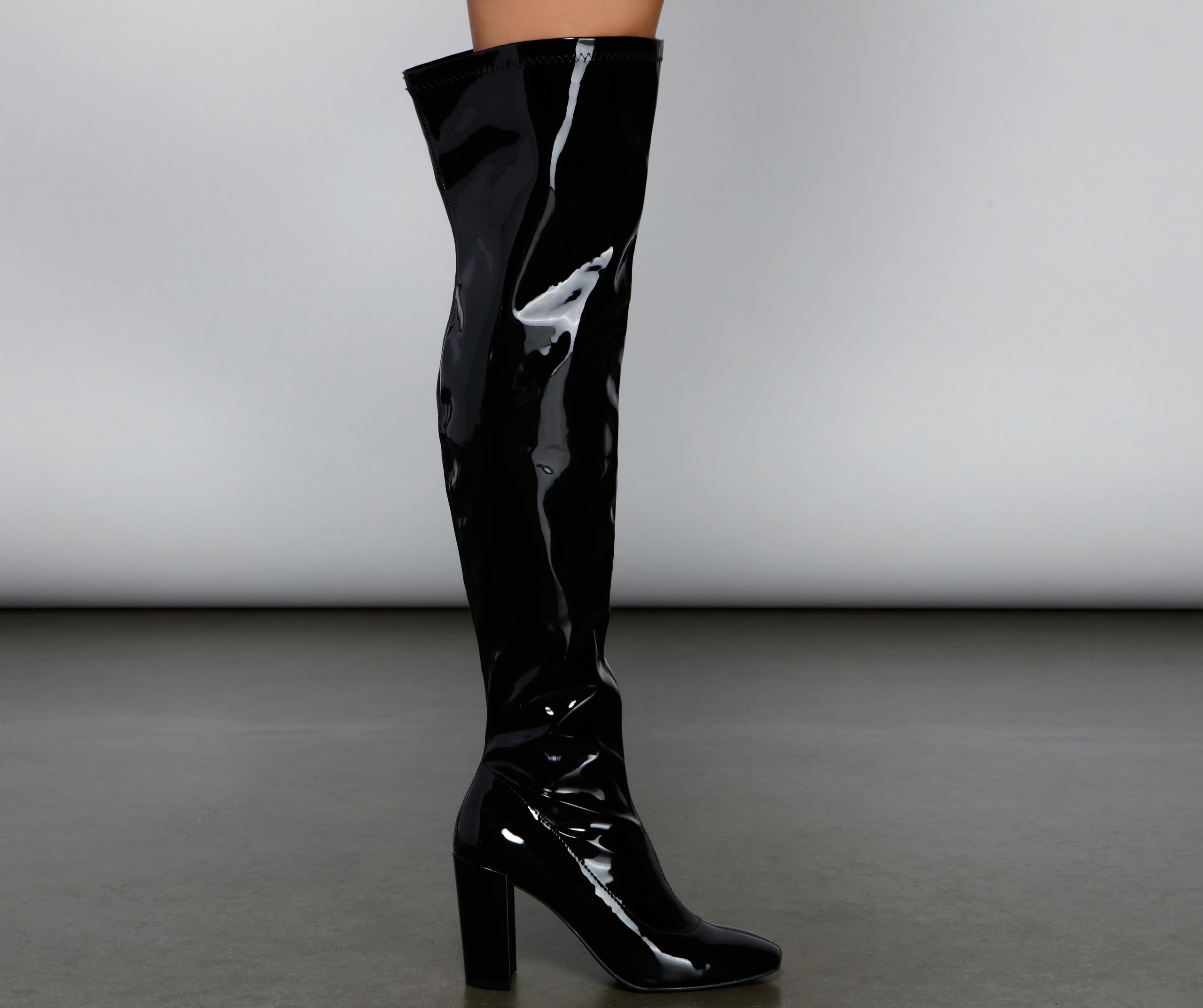 So Seductive Patent Leather Thigh-High Boots Newgew