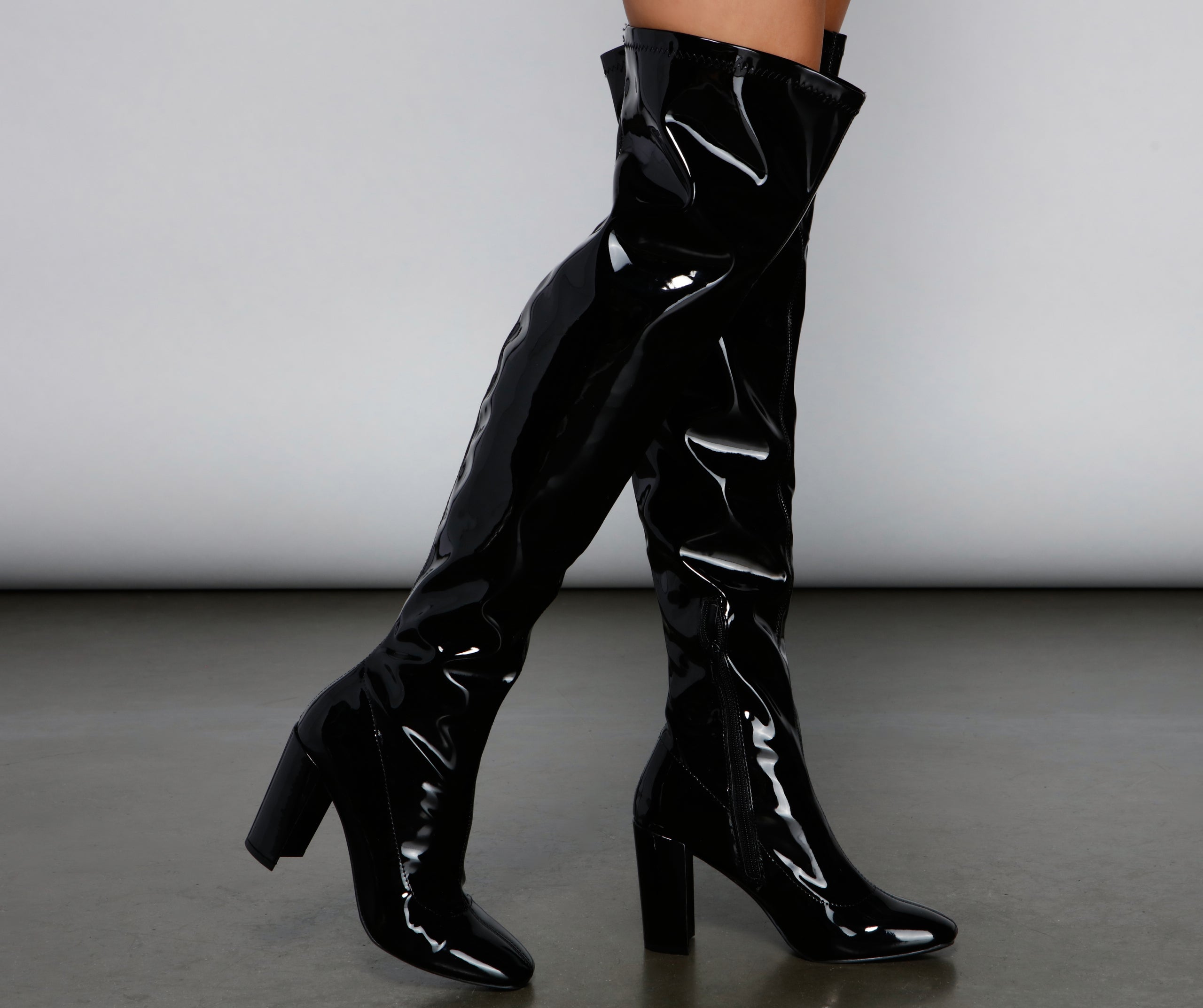 So Seductive Patent Leather Thigh-High Boots Newgew