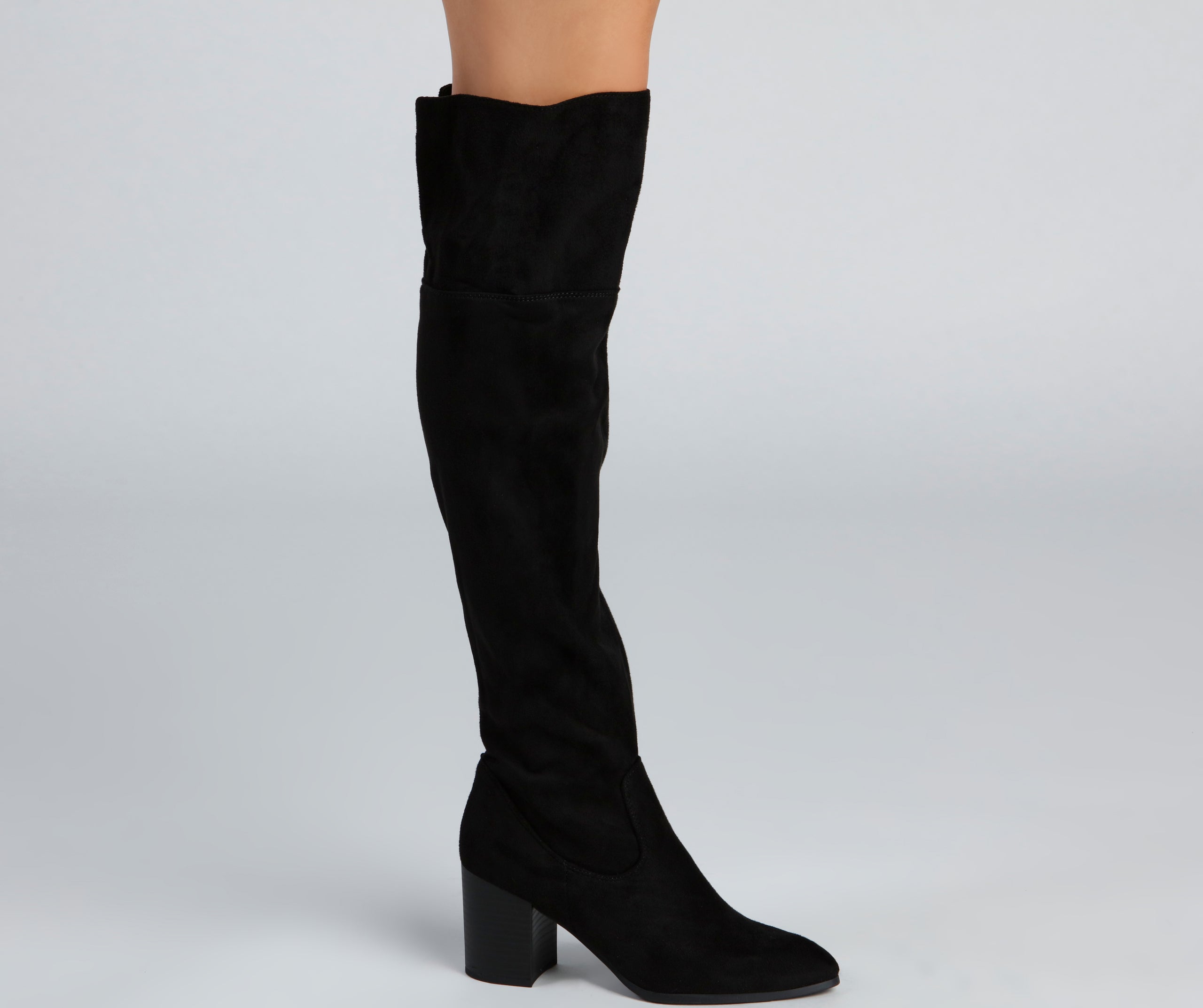 High Fashion Faux Suede Stacked Heel Boots Newgew