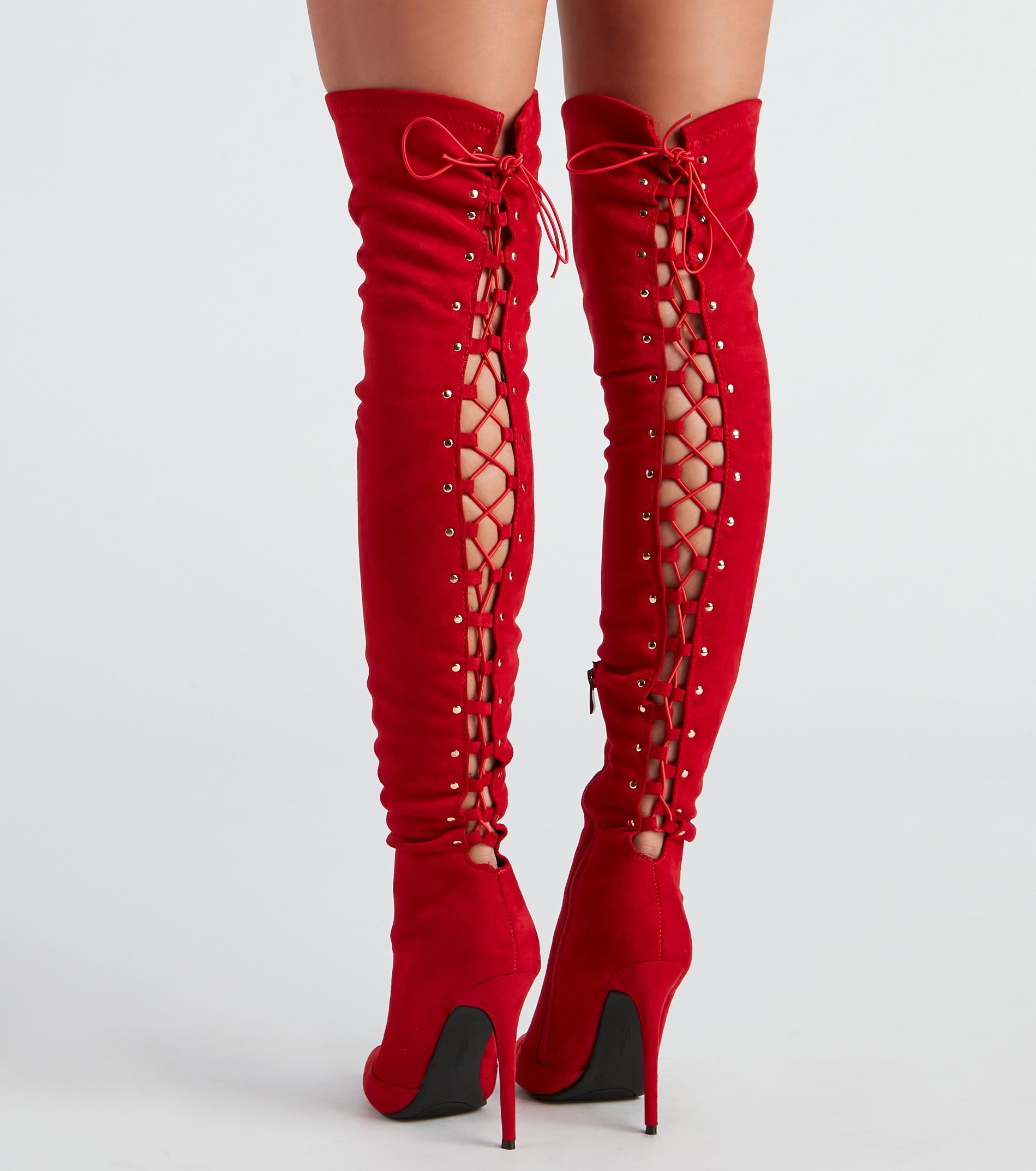 Sultry Lace-Up Thigh-High Boots Newgew