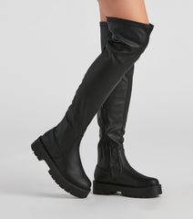 Edgy Sole Lug Knee High Boots Newgew