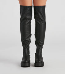 Edgy Sole Lug Knee High Boots Newgew