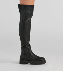 Edgy Sole Lug Knee High Boots Newgew