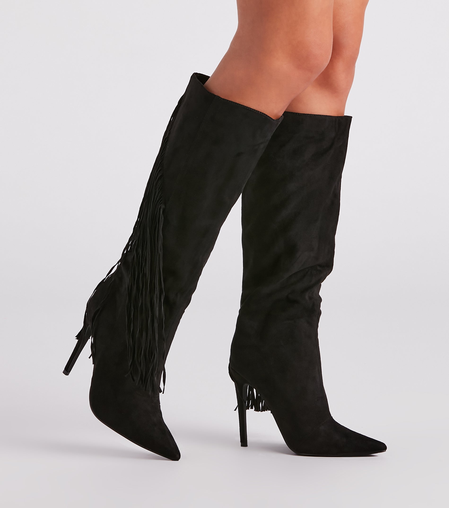 Chic Strut Fringe Knee-High Stiletto Boots Newgew