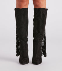 Chic Strut Fringe Knee-High Stiletto Boots Newgew