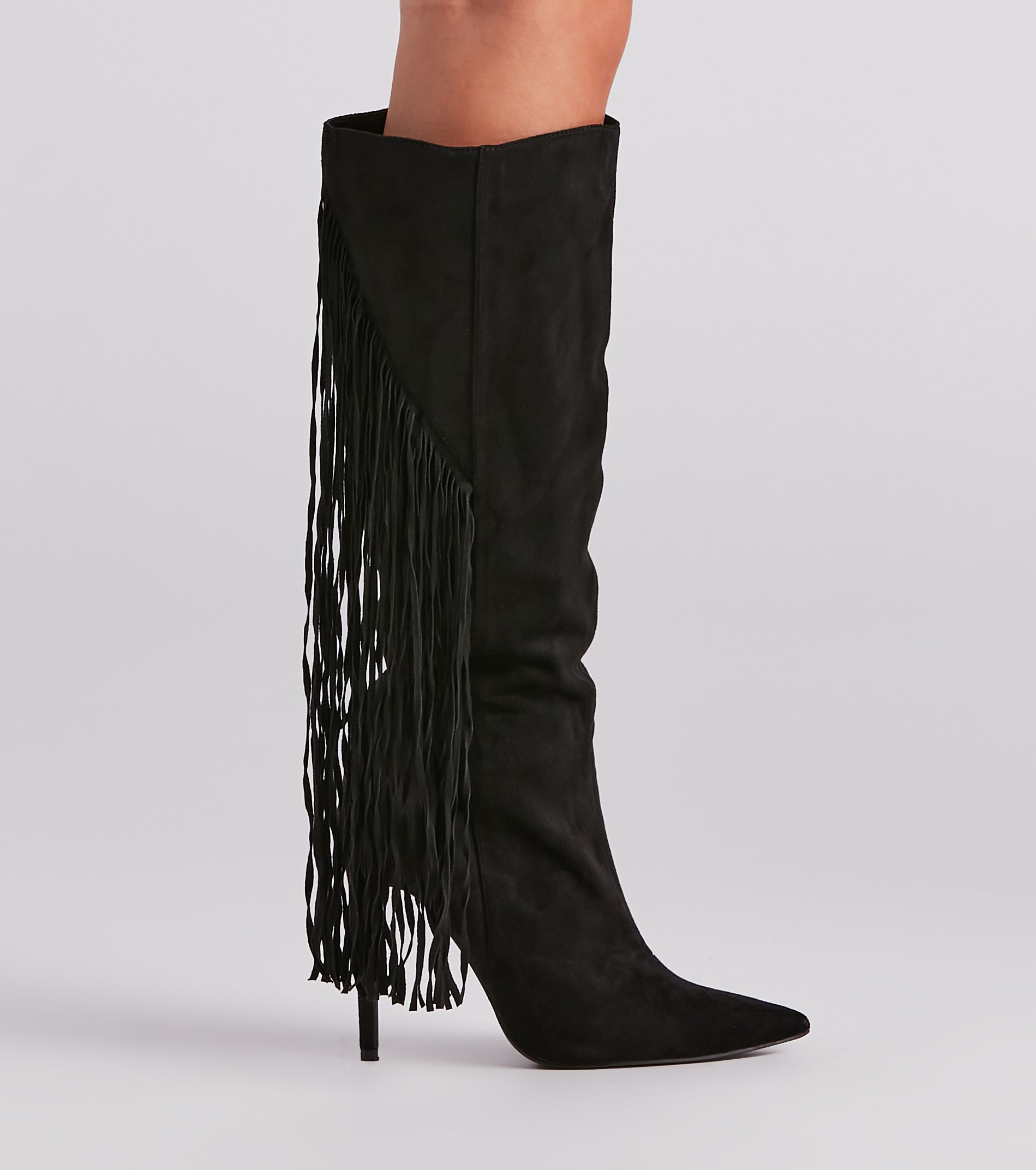 Chic Strut Fringe Knee-High Stiletto Boots Newgew