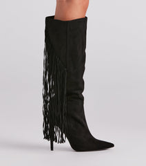 Chic Strut Fringe Knee-High Stiletto Boots Newgew