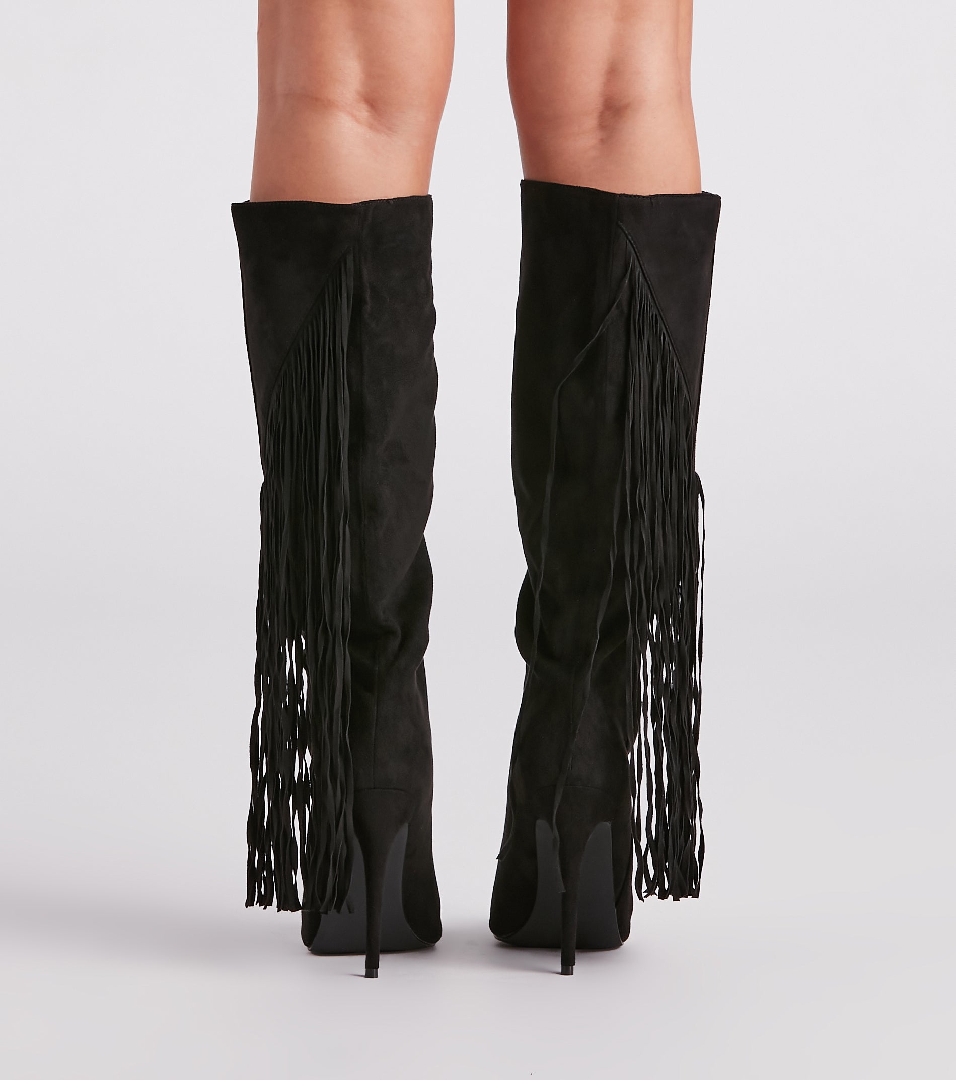 Chic Strut Fringe Knee-High Stiletto Boots Newgew