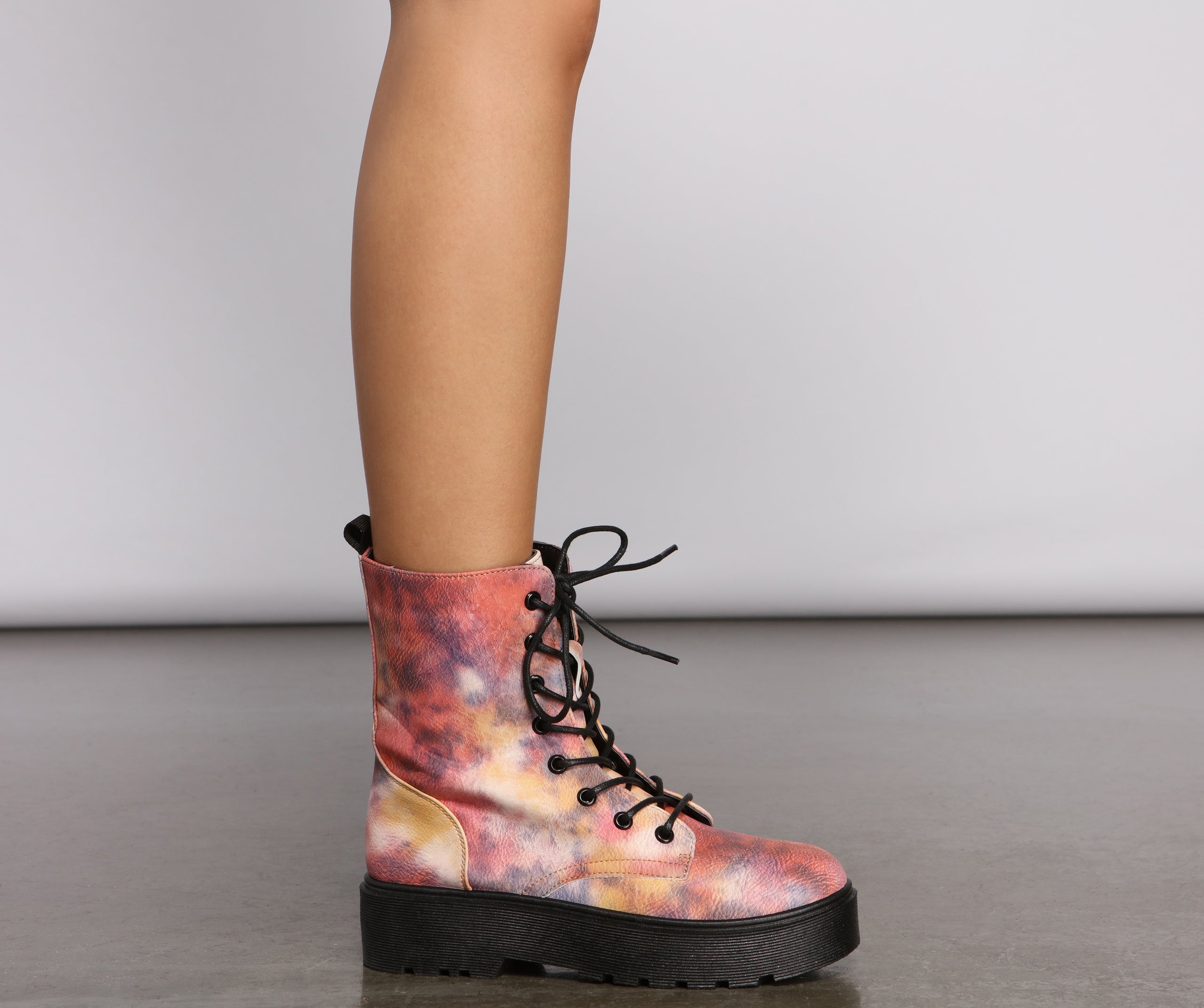 Tie Dye Lug Combat Booties Newgew