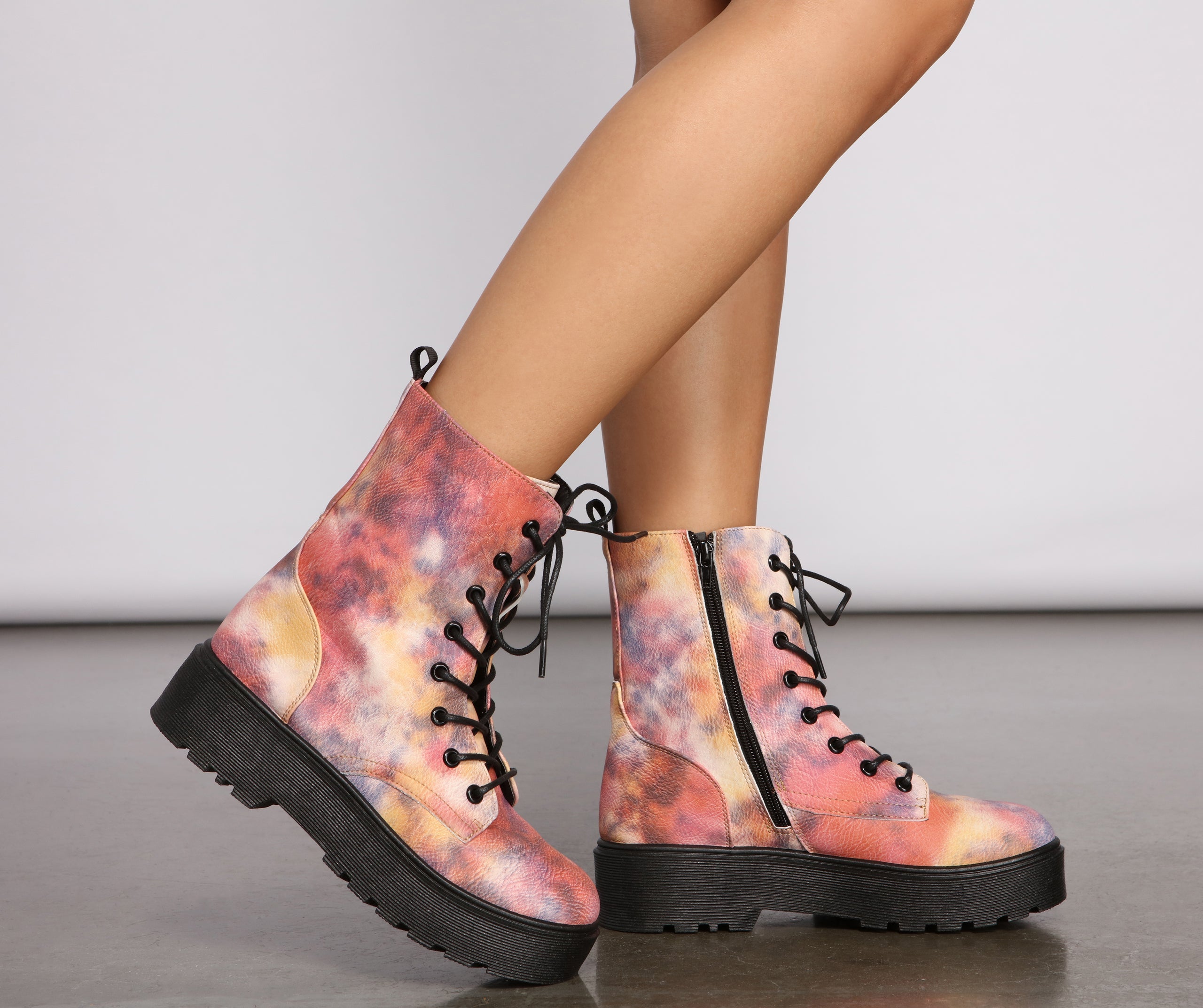 Tie Dye Lug Combat Booties Newgew