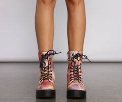 Tie Dye Lug Combat Booties Newgew