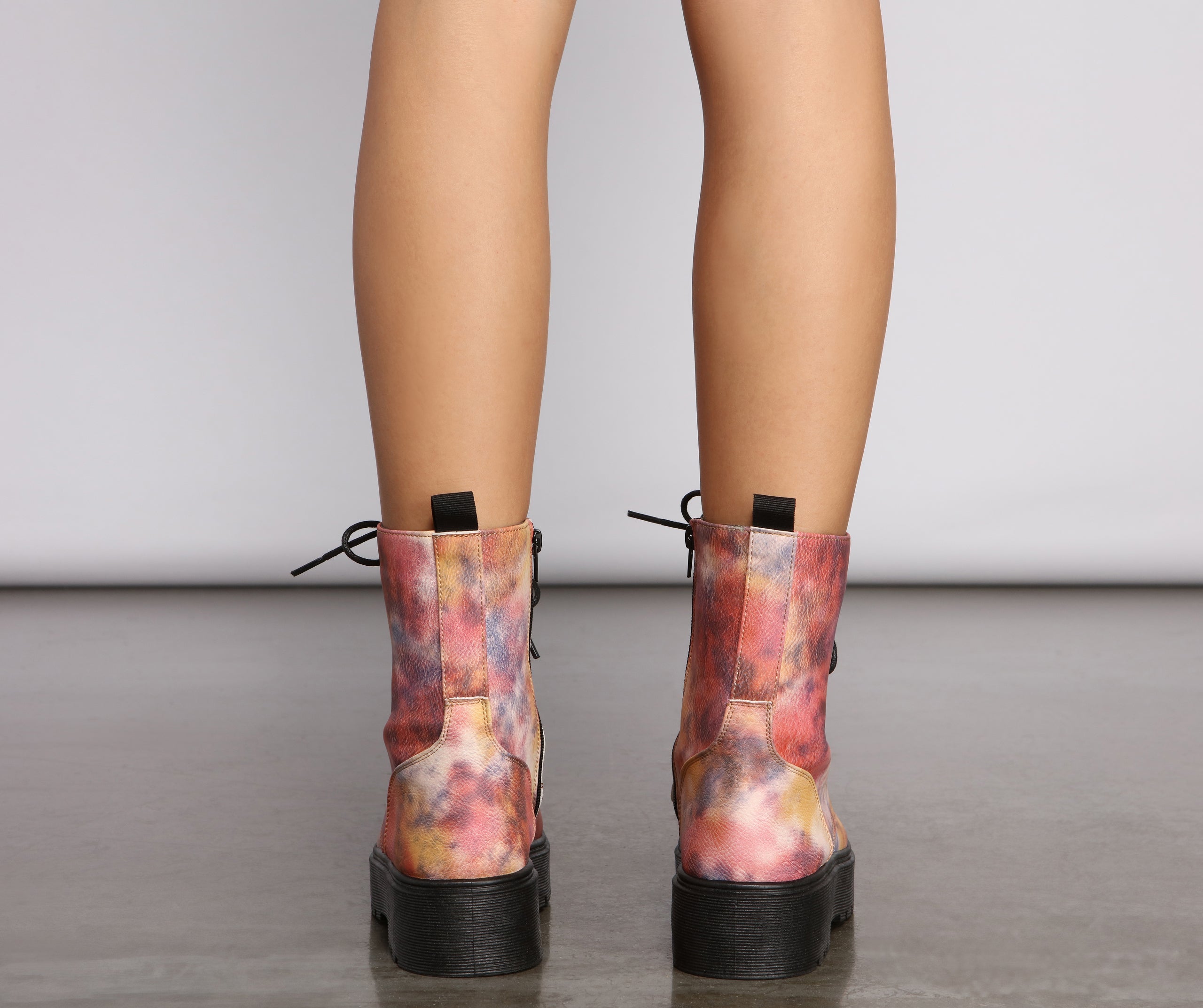 Tie Dye Lug Combat Booties Newgew