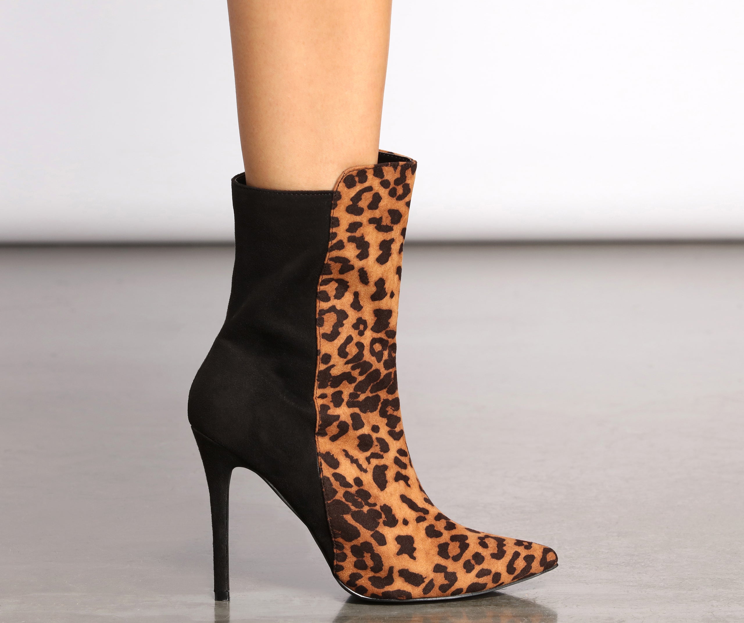 On Point 50 and 50 Leopard Stiletto Booties Newgew