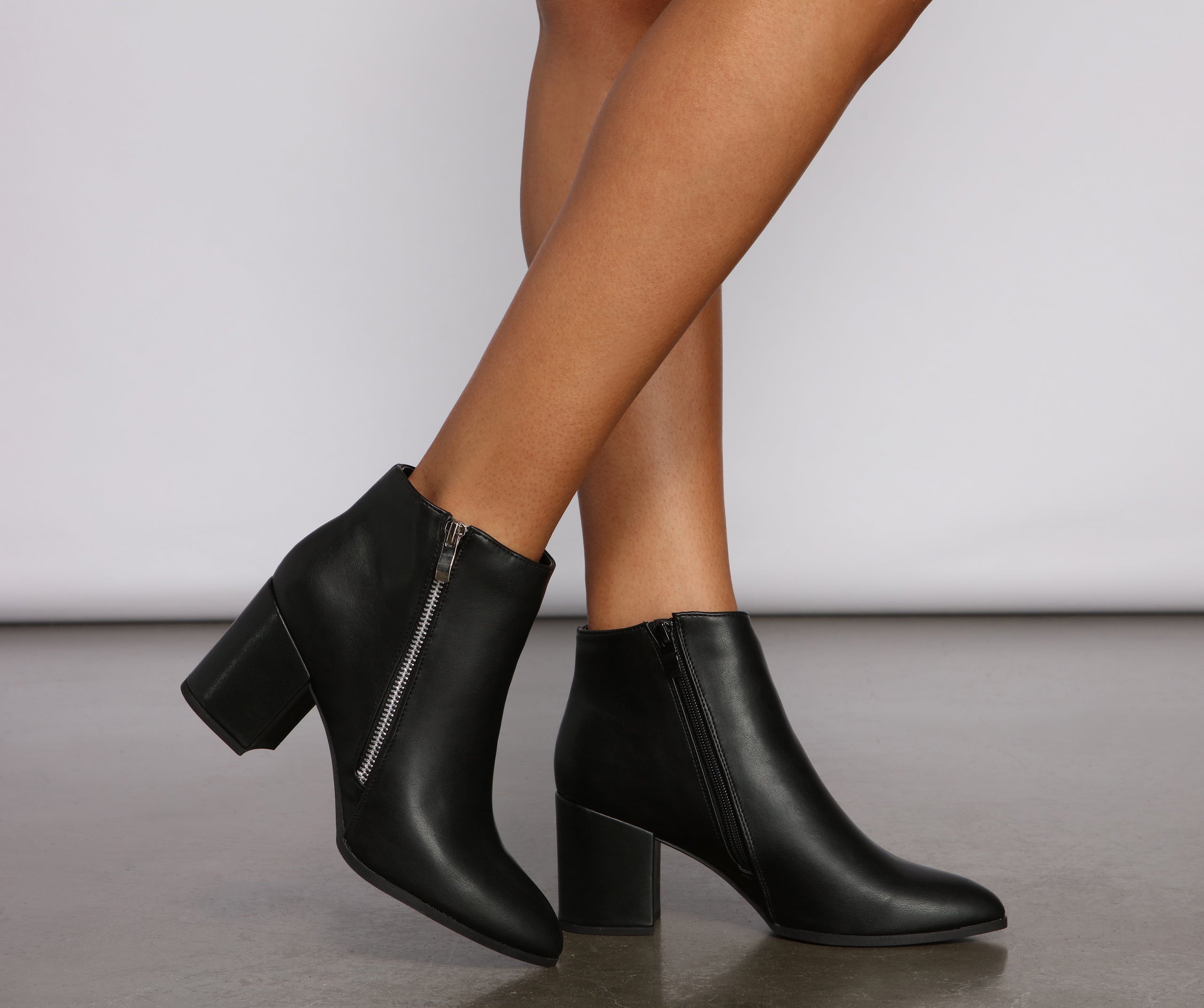 Effortless And Edgy Faux Leather Booties Newgew