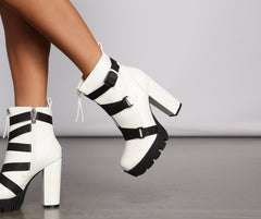 Sassy Straps Faux Leather Lug Booties Newgew