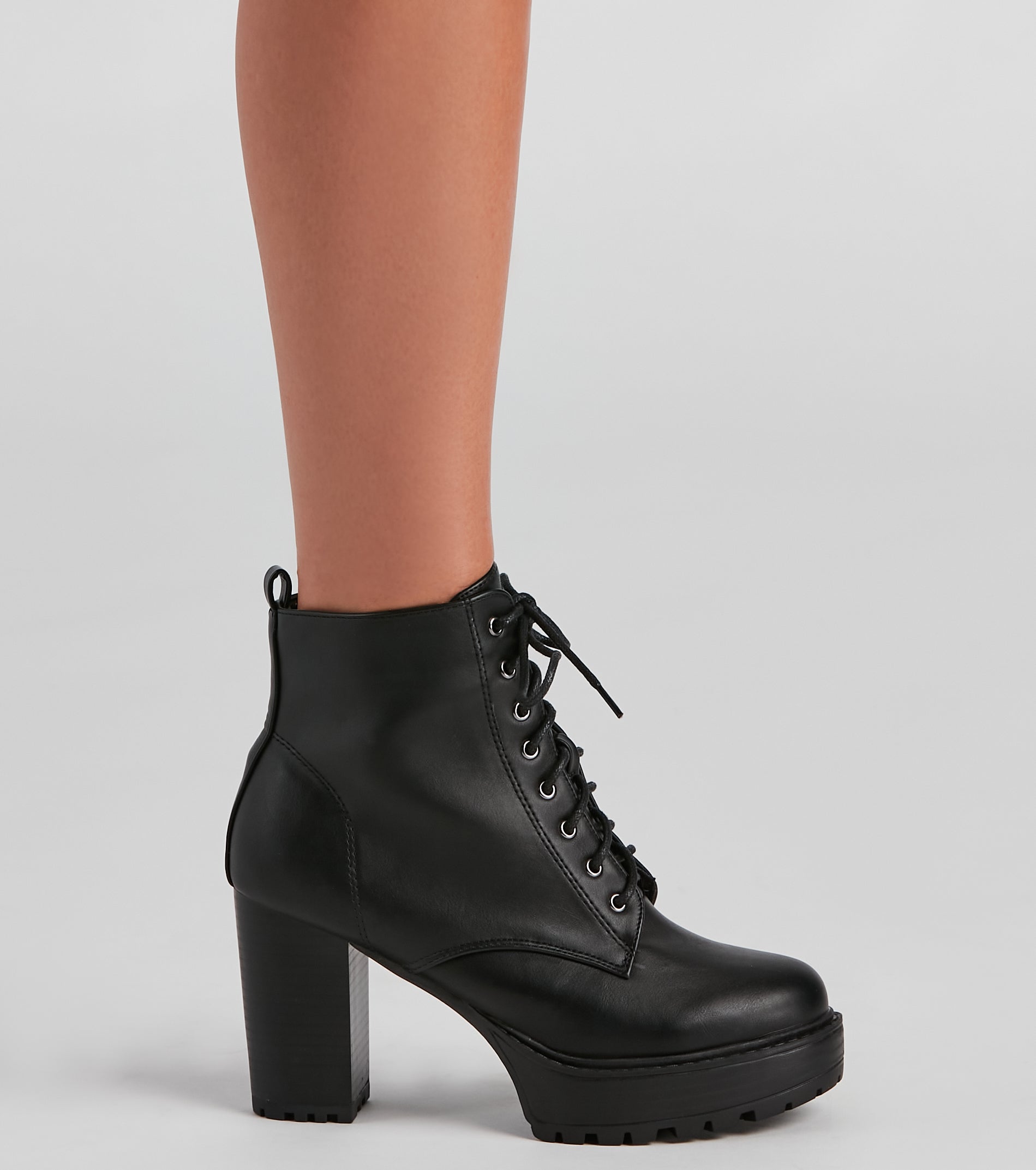 Edgy Babe Platform Lace-Up Booties Newgew