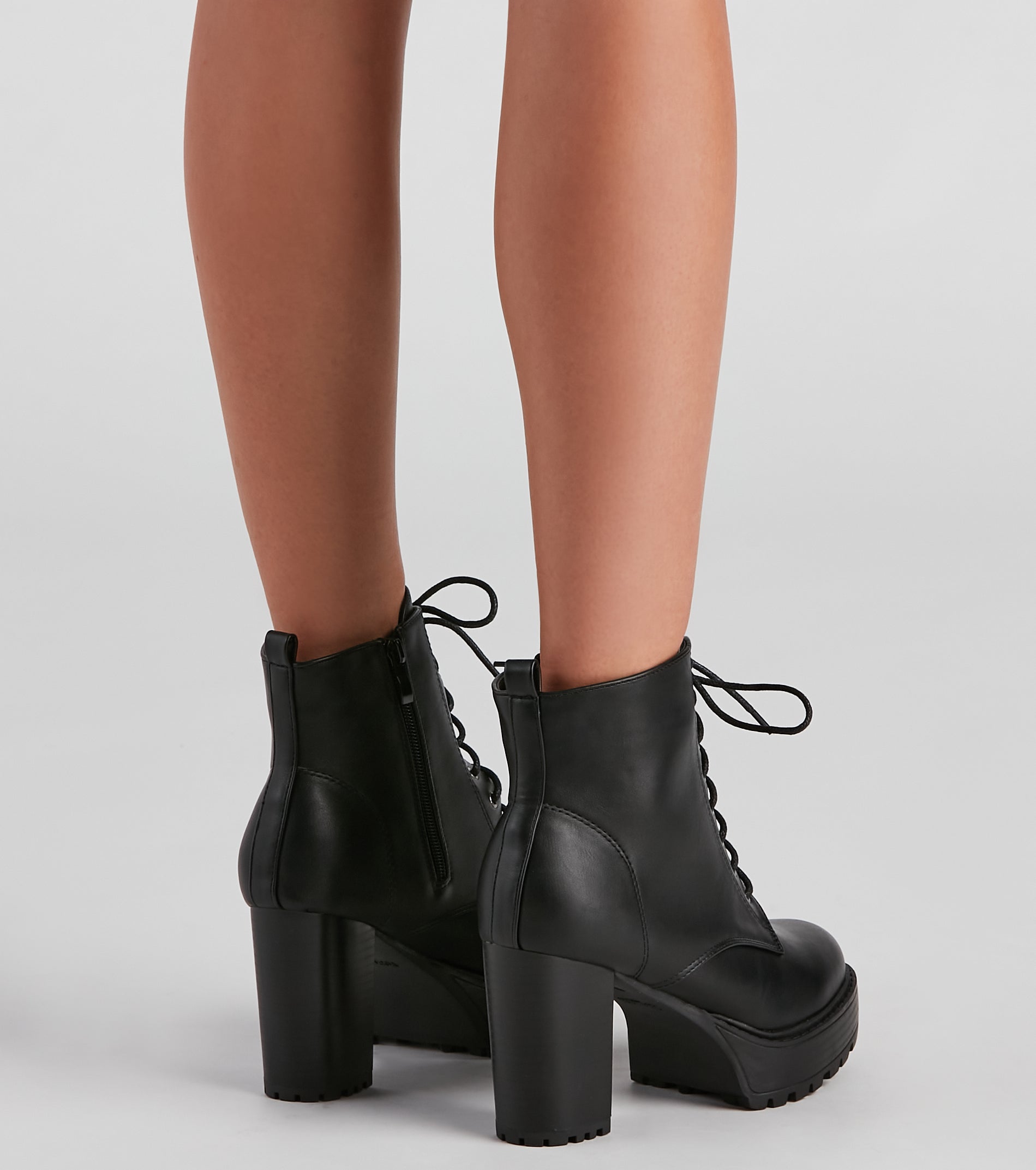 Edgy Babe Platform Lace-Up Booties Newgew