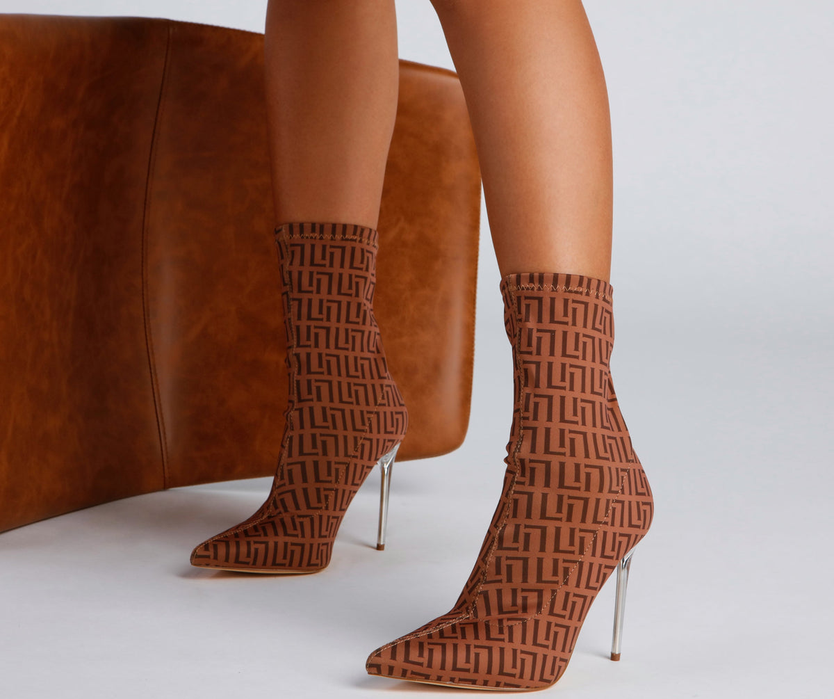 Greek Key Stiletto Booties Newgew