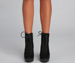 Edgy Heights Lace-Up Lug Booties Newgew