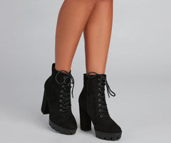 Edgy Heights Lace-Up Lug Booties Newgew