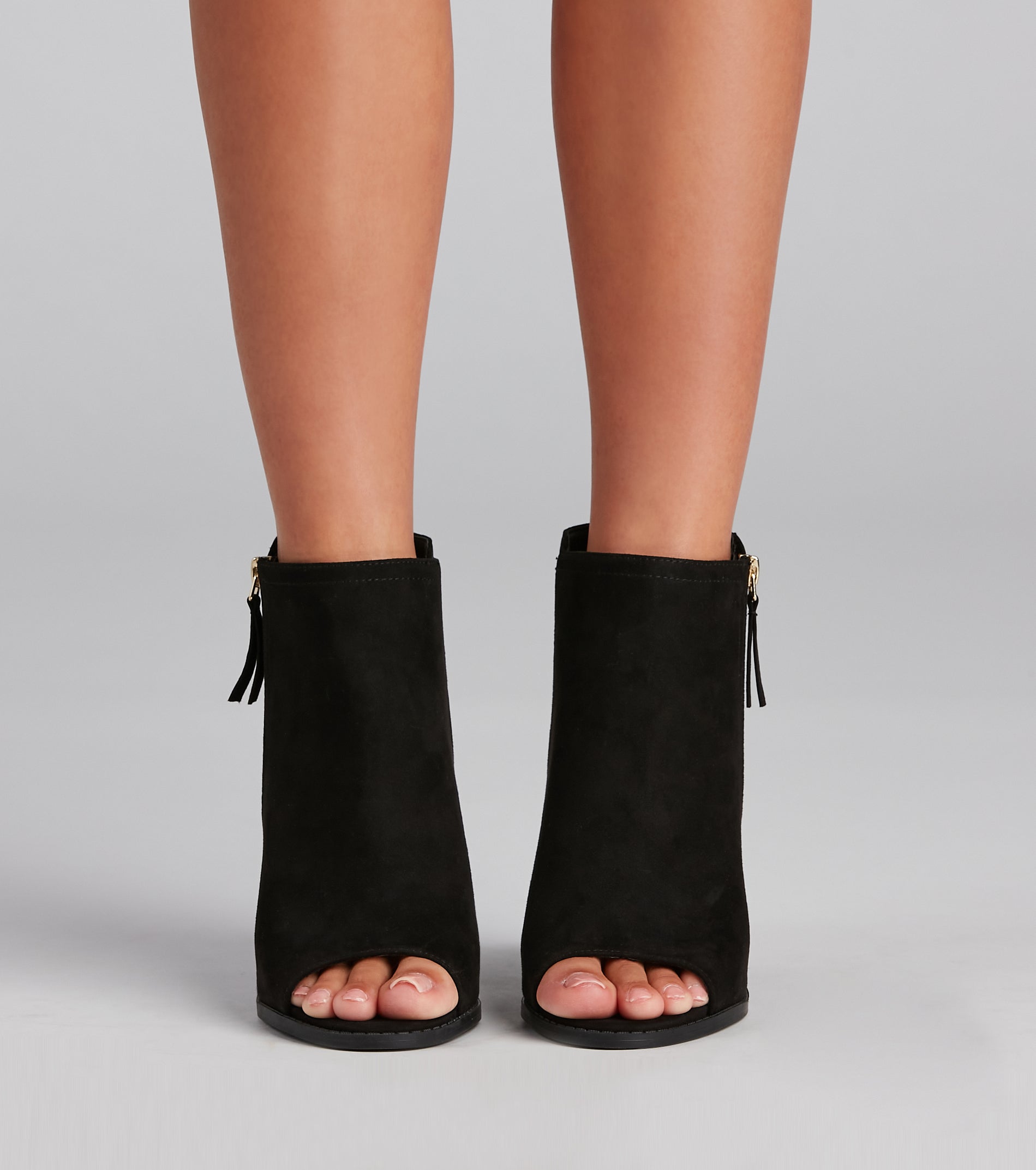 Peep Your Business Stacked Heel Booties Newgew