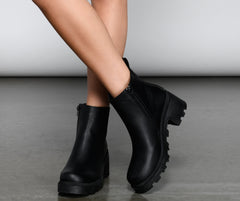 Edgy Glam Lug Sole Ankle Booties Newgew