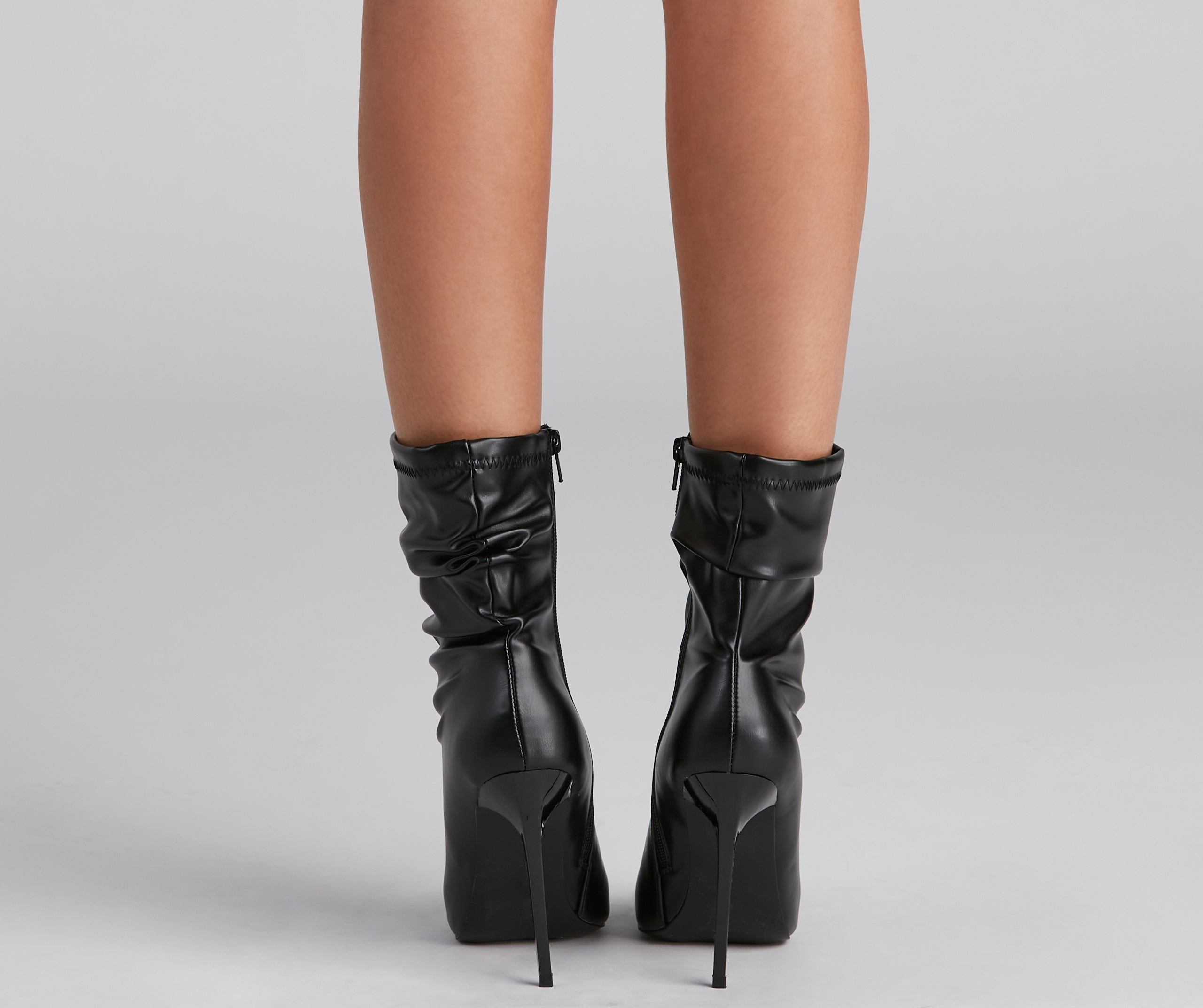 Ruched Life Faux Leather Booties Newgew