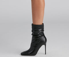 Ruched Life Faux Leather Booties Newgew