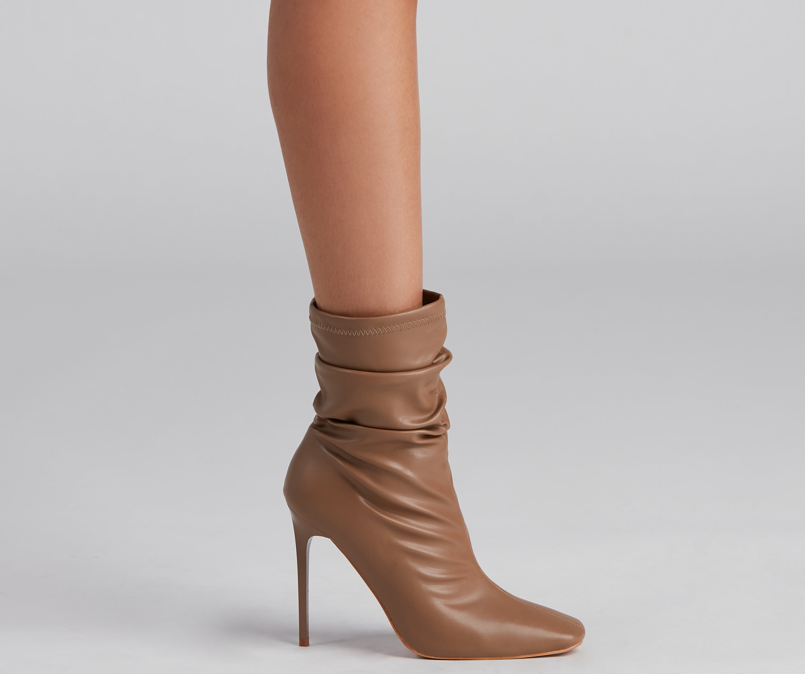 Ruched Life Faux Leather Booties Newgew