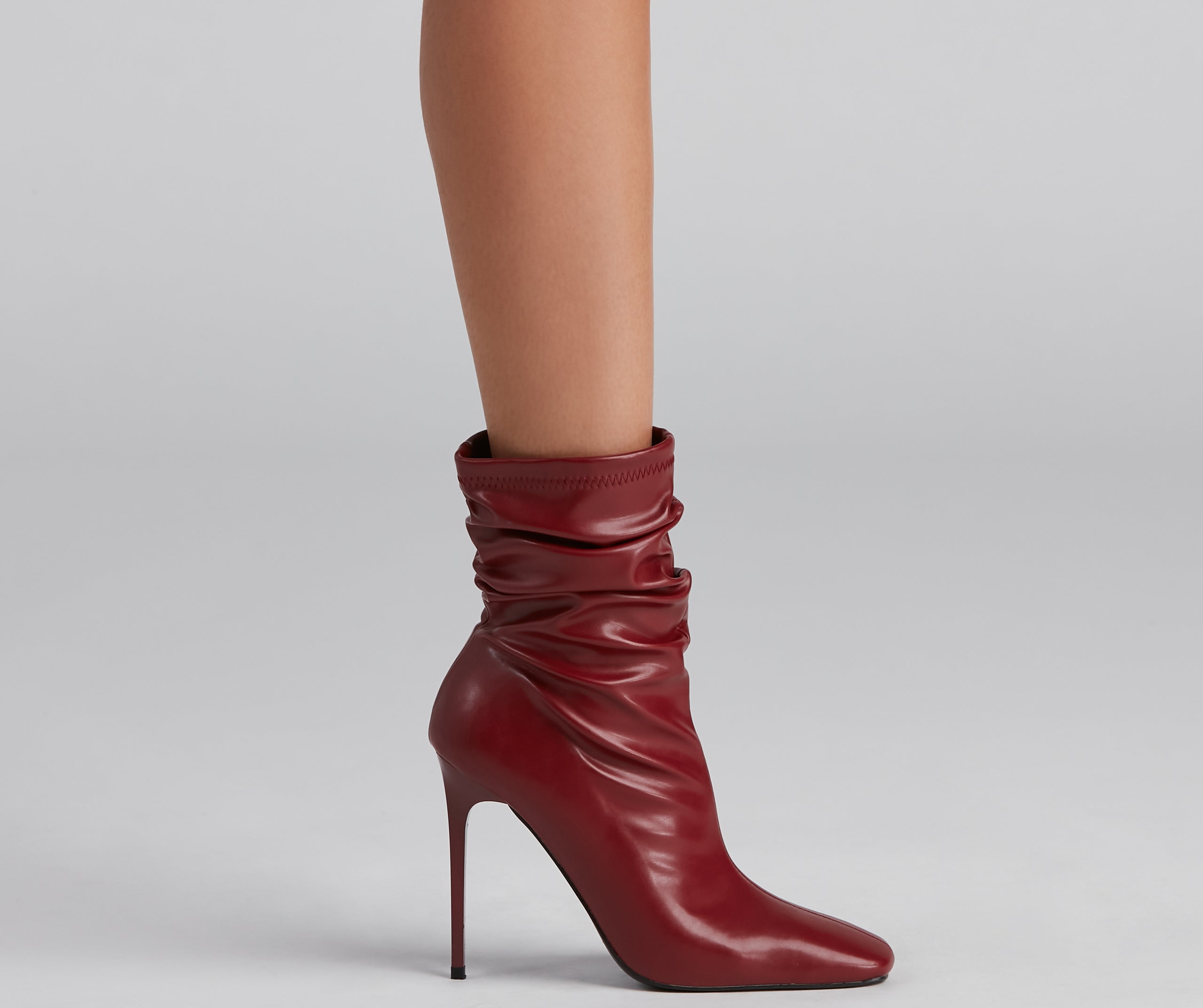 Ruched Life Faux Leather Booties Newgew