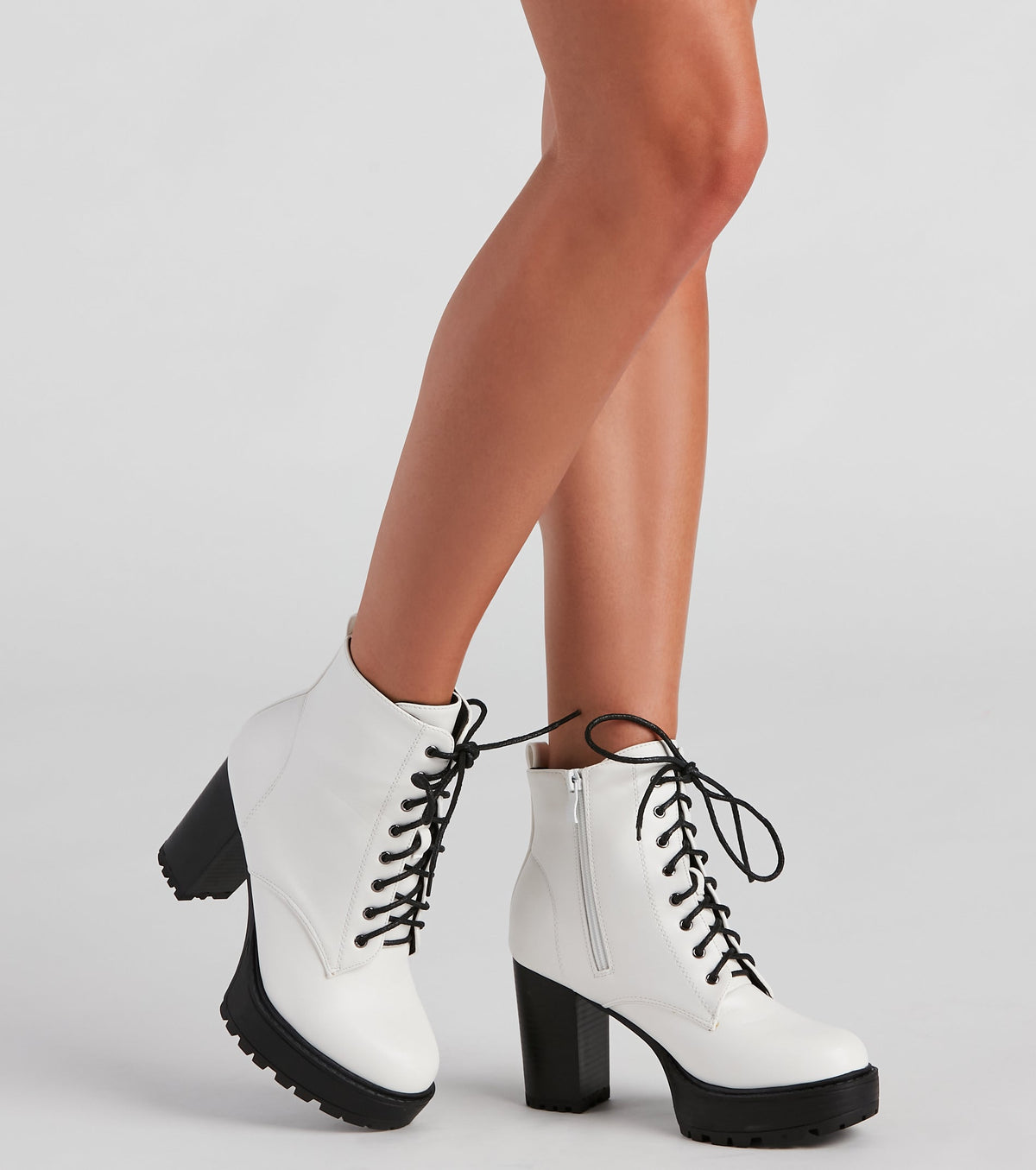 Edgy Babe Platform Lace-Up Booties Newgew