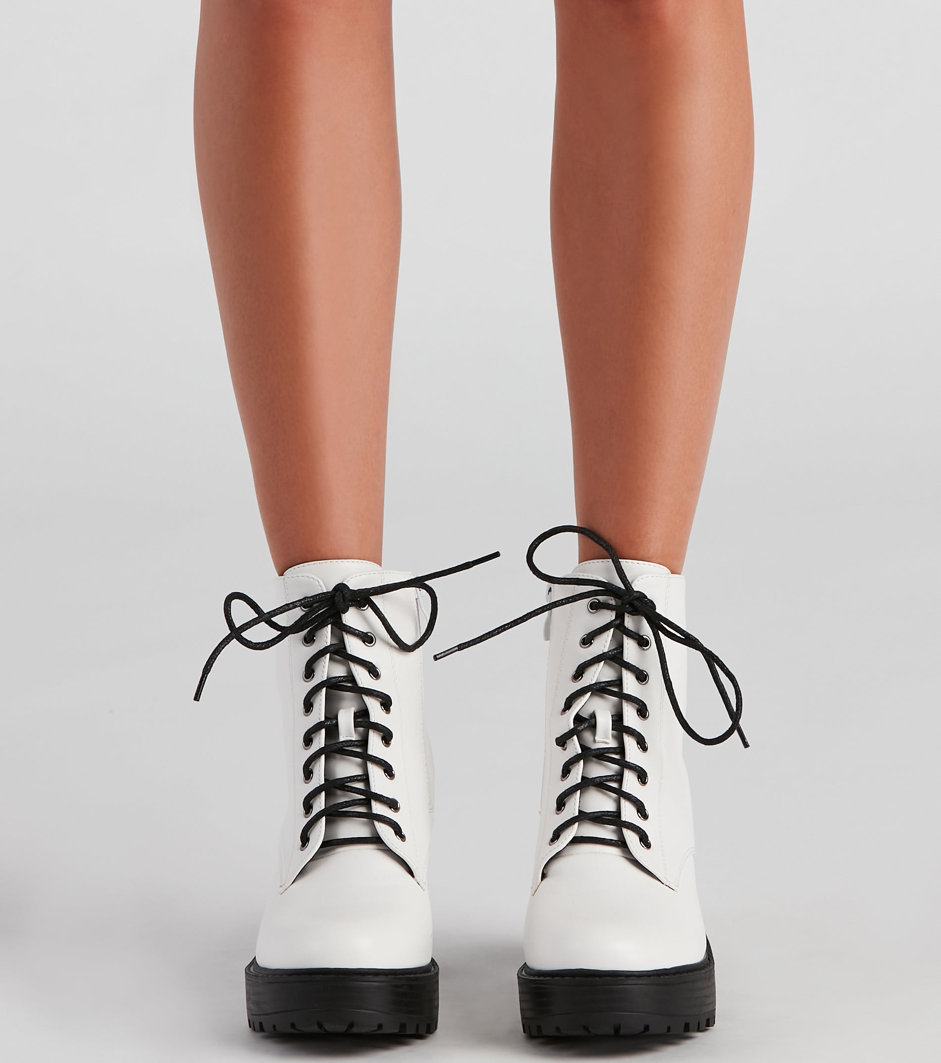 Edgy Babe Platform Lace-Up Booties Newgew