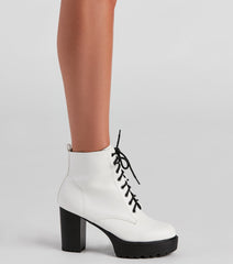 Edgy Babe Platform Lace-Up Booties Newgew